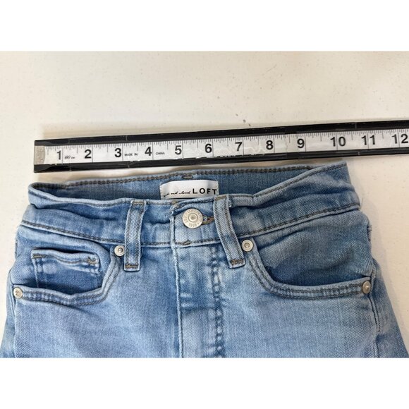 Loft High Rise Slim Flare Jeans 24 00 Stretch Blue Denim Bootcut Y2K Style - Picture 9 of 9